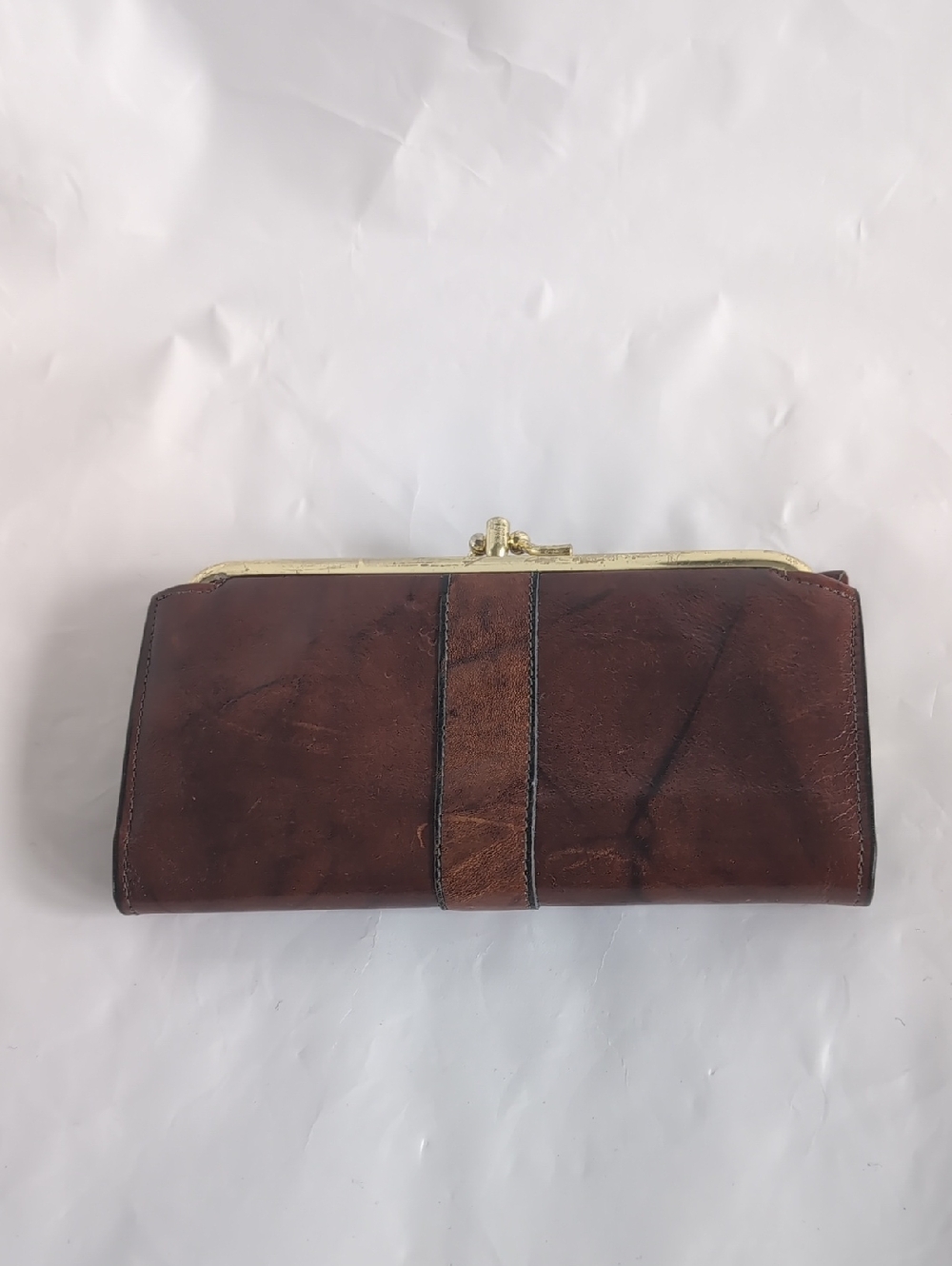 Vintage Di Lido Brown Flamingo Cowhide Leather Clasp Wallet
